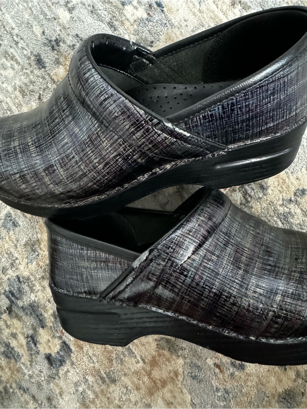 Dansko Women's Black Crosshatch Slip-On Clogs - Picture 2 of 6